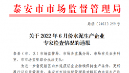泰安市关于2022年6月份水泥生产企业专家检查情况的通报