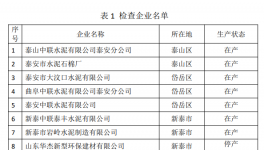 山东泰安发布6月份水泥生产企业专家检查情况的通报！